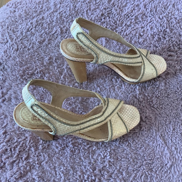 Gerry Metal Slingback Snakeskin Frye Shoes.  Size 7.5 - Picture 1 of 5